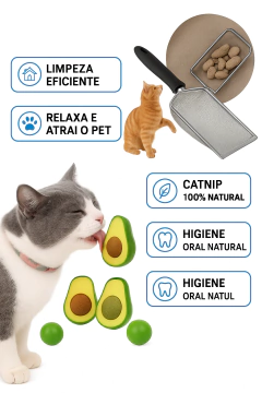Kit Abacate de Catnip e Pá Higiênica Inox para CAixa de Areia- Gatos - comprar online