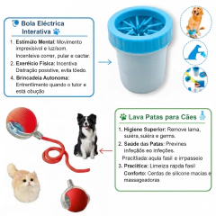 Kit Bolinha Elétrica Inteligente + Lava Patas Para Cães e Gatos na internet