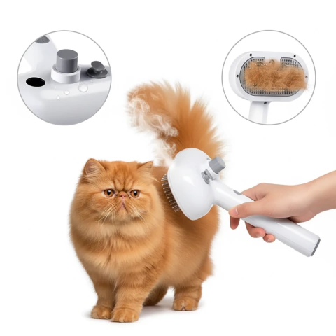 Escova Elétrica de Higiene 3 em 1 para Gatos e Cães - Pente com Vapor Recarregável por USB com Spray. - comprar online