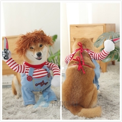 Fantasia chucky para cães e gatos - Jeito Pet | Produtos e brinquedos encantadores para cães e gatos |  parcelamos em até 3x sem juros e frete grátis para todo Brasil | Produtos com 100% de satisfação garantida | Melhor Pet Shop online do Brasil. 