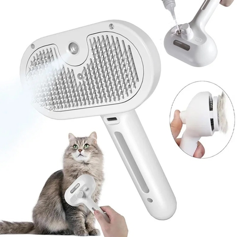 Escova Elétrica de Higiene 3 em 1 para Gatos e Cães - Pente com Vapor Recarregável por USB com Spray. - comprar online