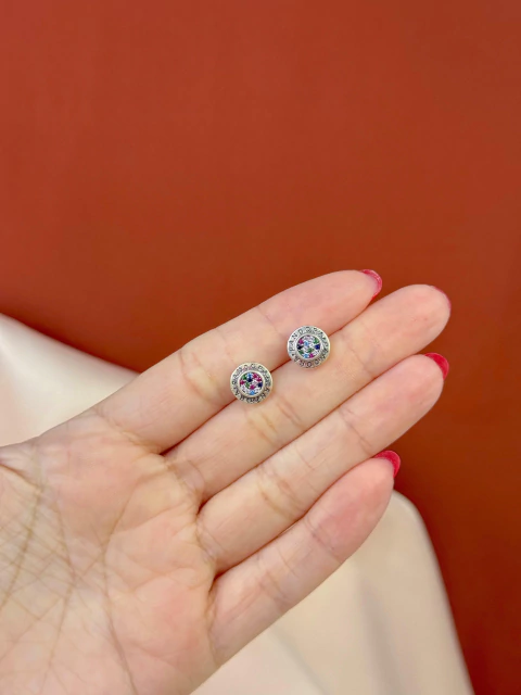 Brinco Redondo Cravejado Colorido