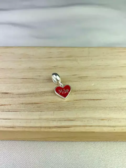 Berloque Coração Vermelho Mãe