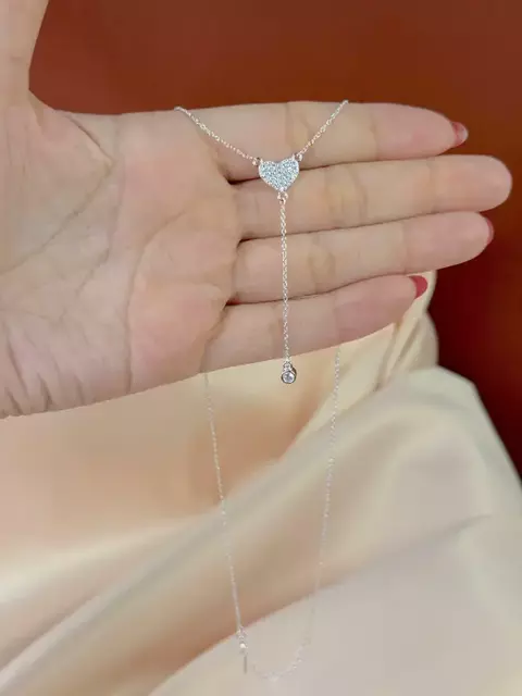 Colar Coração Cravejado Pendurado