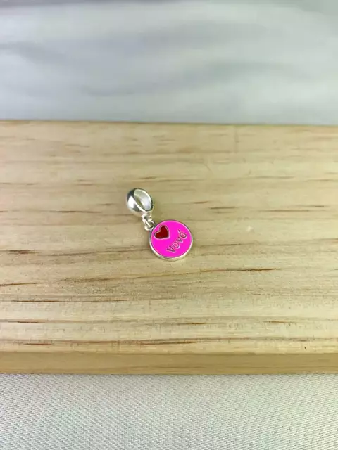 Berloque Coração Rosa Vovó