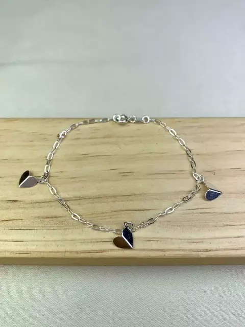 Pulseira 3 Corações Prata