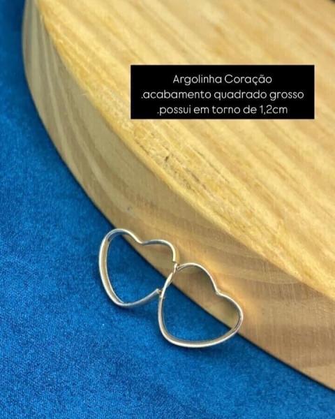 Argolas Coração com Acabamento Quadrado Grosso