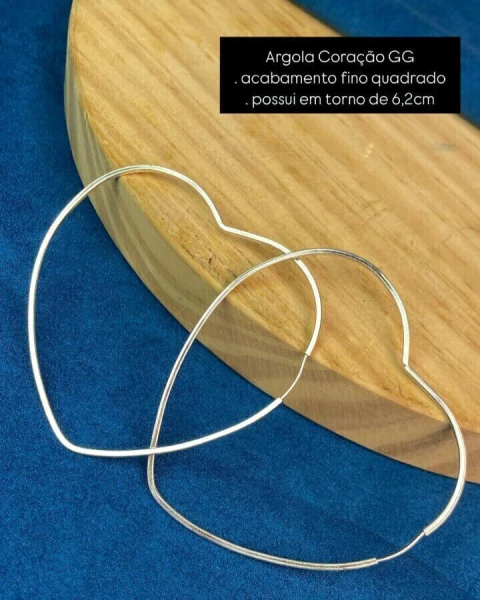 Argola Coração GG com Acabamento Quadrado