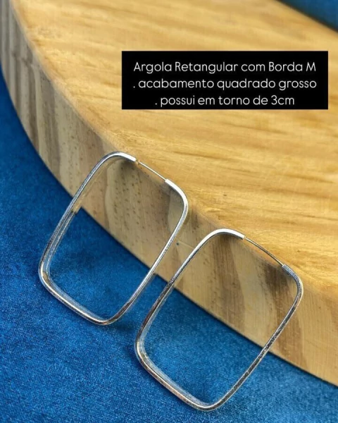 Argola Retangular com Borda M com Acabamento Quadrado Grosso