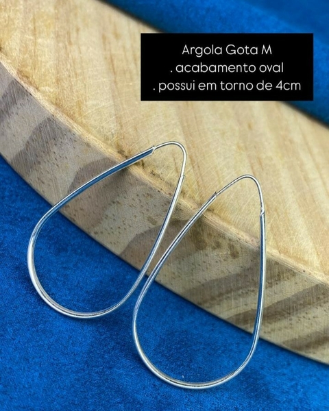 Argola Gota M com Acabamento Oval