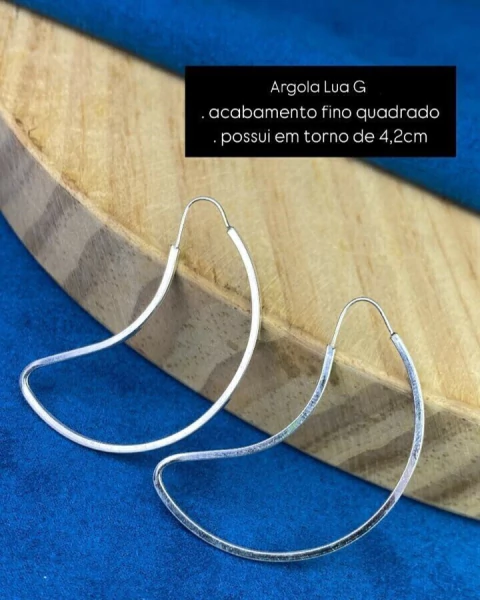 Argola Lua G com Acabamento Fino Quadrado