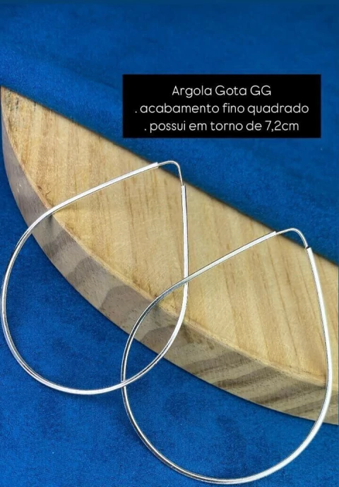 Argola Gota GG com Acabamento Fino Quadrado