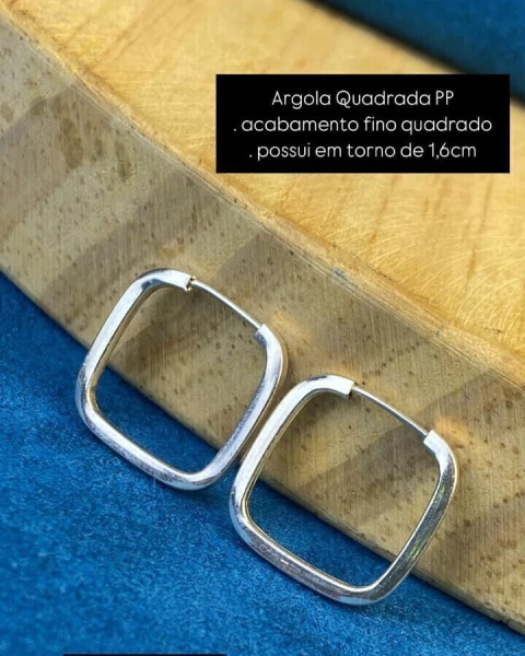 Argola Quadrada PP com Acabamento Fino Quadrado