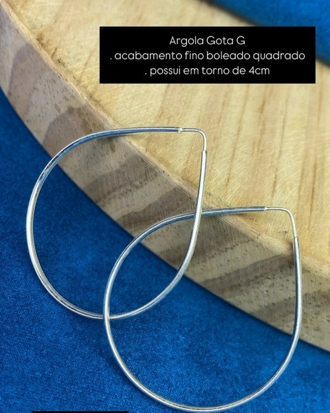 Argola Gota G com Acabamento Fino Boleado Quadrado