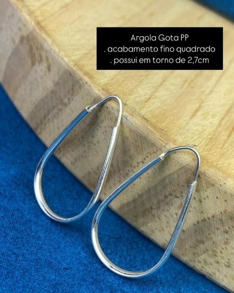 Argola Gota PP com Acabamento Quadrado