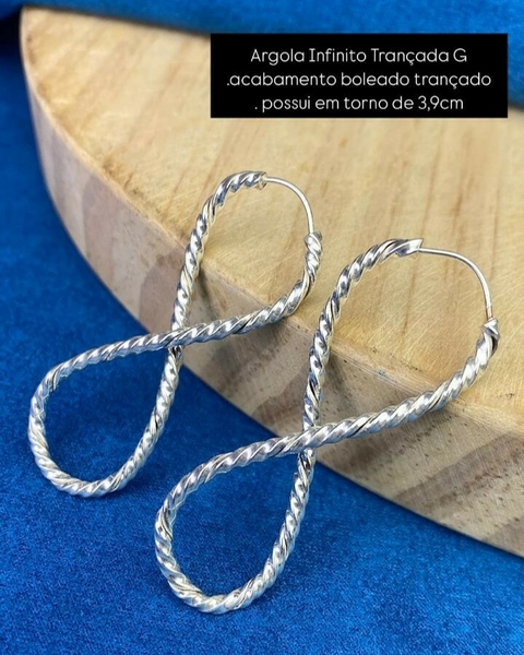 Argola Infinito Trançado G com Acabamento Boleado Trançado