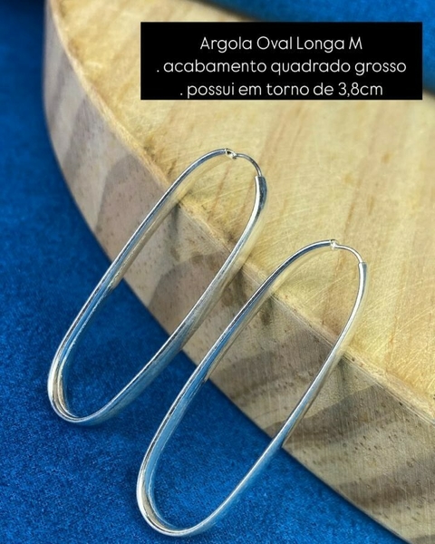 Argola Oval M com Acabamento Quadrado Grosso