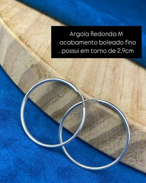 Argola Redonda M com Acabamento Boleado Fino
