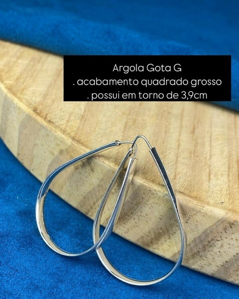 Argola Gota G com Acabamento Quadrado Grosso