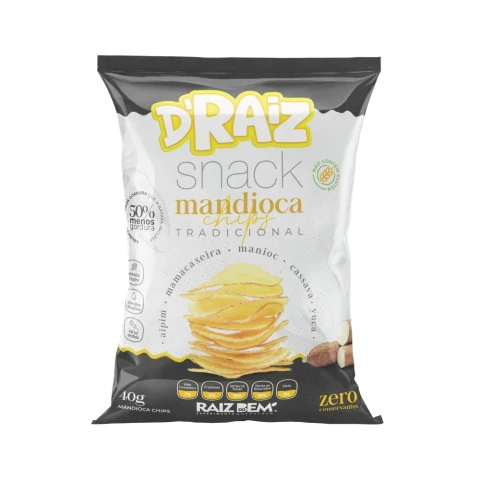MANDIOCA CHIPS TRADICIONAL COM SAL - PACOTE 40g