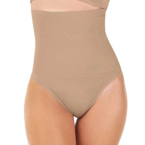 Calcinha Fio Dental Modeladora Alta sem Costura Bege - Cod.ZR0802-002-C122