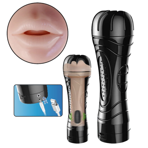 Masturbador Lanterna Recarregável em Formato de Boca com Vibração Multivelocidade - Cod.MA199B - comprar online