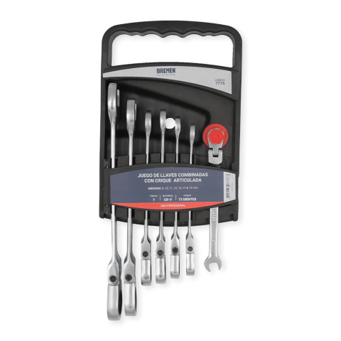 Juego de Llaves Combinadas con Crique Articulada 7Pzs