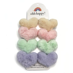 Kit Hair Clip Plush Hearts