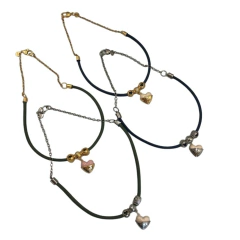 Colar Couro Coração de Mãe