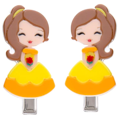 Hair Clip Duplo Princesa Botão de Rosa
