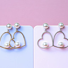 Brinco Coração Perolado