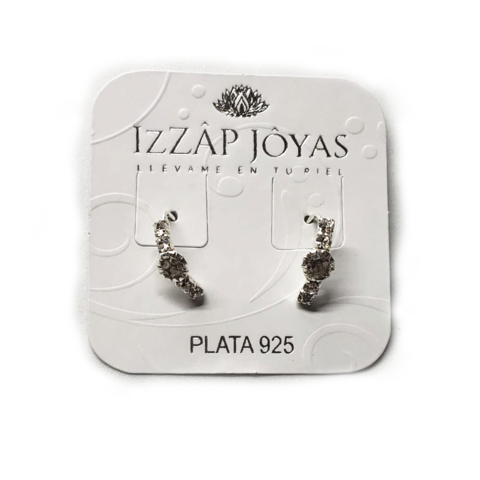 Aritos Aros Cristal Semicircular Cubics Colgantes Plata 925