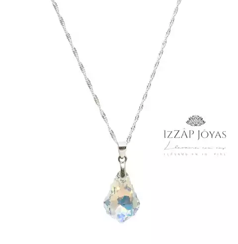 Collar Con Cadena Y Cristal Sw Barroco 16 Mm - Plata - comprar online