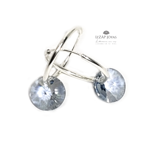 Aros Cubanos Con Cristales Rivoli 8 Mm Plata 925 Sw