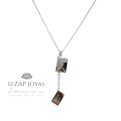 Collar Carta Love You - Te Amo - Acero Quirúrgico - comprar online