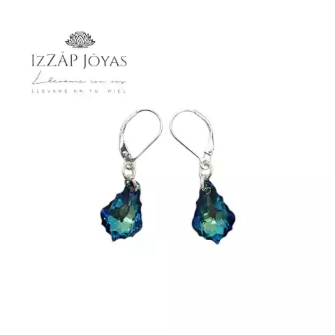 Aros Brisura Cristales Sw Barroco 16 Mm Plata