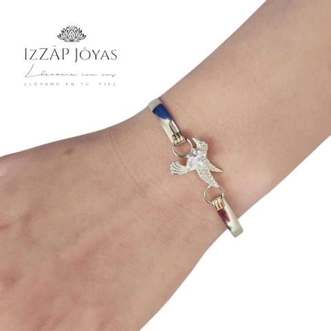 Pulsera Esclava Plata Y Oro Picaflor - Colibri
