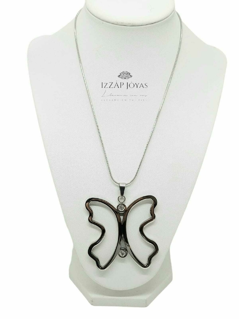 Collar Mariposa Calada Con Doble Brillo