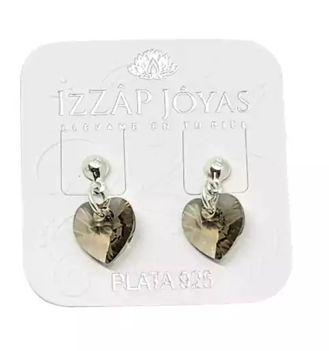 Aros Cristales Corazón 10mm Bolita Pasantes Plata925 en internet