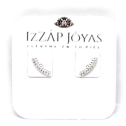 Aritos Aros Fila Cristal Acero Blanco