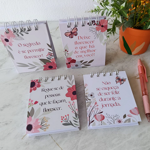 Kit com 4 Mini Blocos Florescer – Anotações criativas com frases inspiradoras