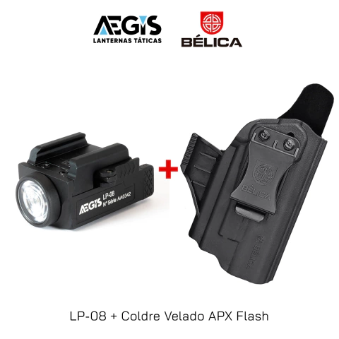 Lanterna AEGIS LP-08 + Coldre Velado APX Flash Bélica