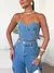 Conjunto Calça e Cropped 100% Jeans na internet