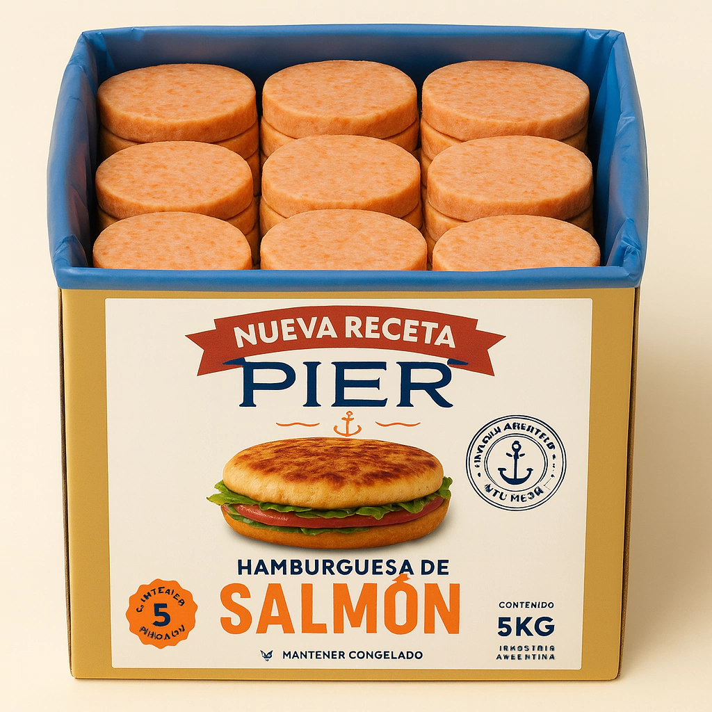 Hamburguesas de Salmon Rosado - 5kg. NUEVA RECETA !!