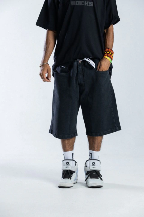 BERMUDA HOCKS JEANS LIGACAO -- LARGE BLACK