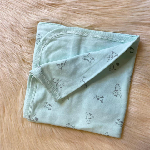 Manta recibidora aqua "perritos"