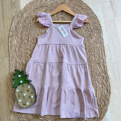 Vestido con broderie "rosa viejo"