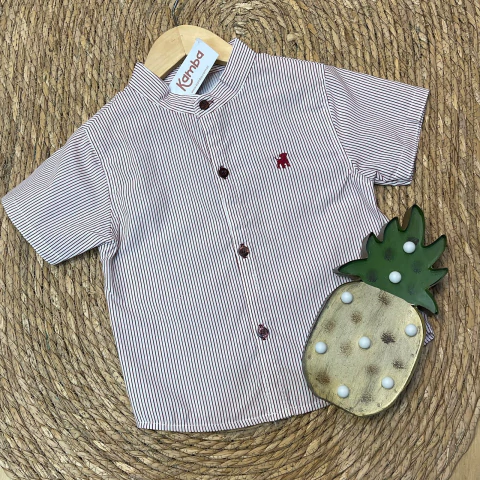 Camisa rayada bordo y blanca