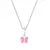 Colar infantil prata 925 borboleta resina rosa