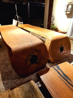 Mesa de Jantar Madeira Rustica Cascata Aço Carbono Luxuoso na internet